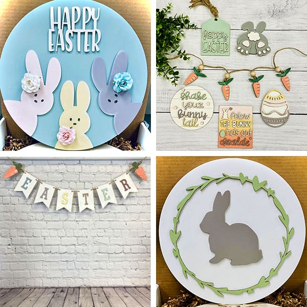 Clockwise from Top Left: Happy Easter Peeps Kit, Hoppy Easter Tiered Tray Kit,
Easter Banner Kit, Spring Bunny Sign Kit (Photo Credits: Urban Whyte via FB)